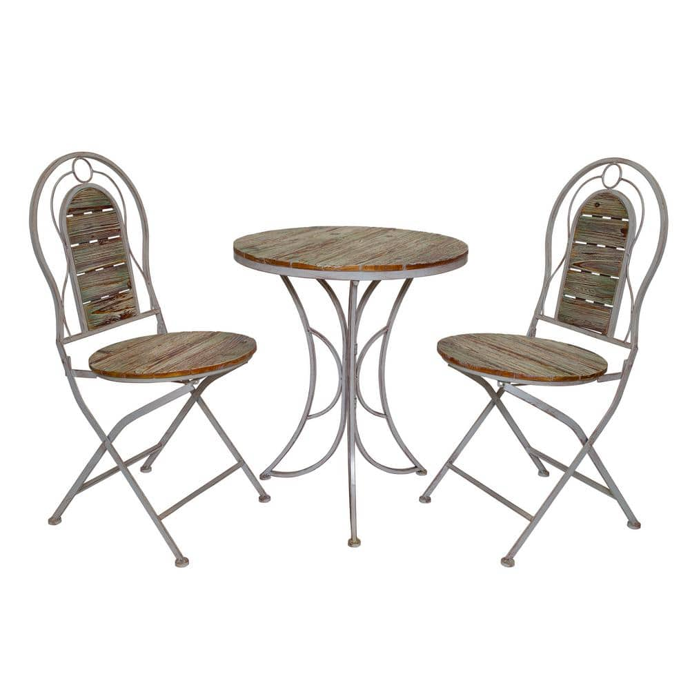 Alpine Corporation 3-Piece Weathered Wood Bistro Set in Green MZP610A