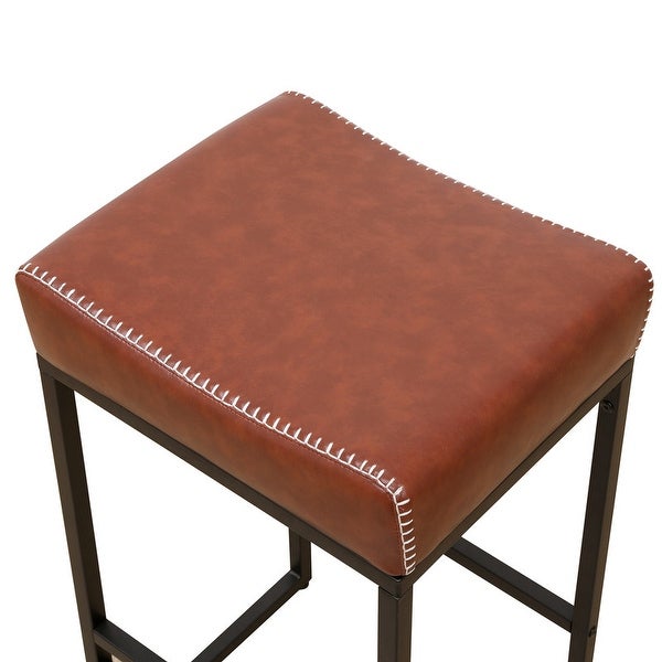 Backless Set of 2 Counter Height Barstools PU Leather Bar Stool