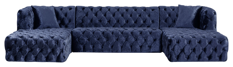 Coco Velvet Upholstered 3 Piece Sectional   Contemporary   Sectional Sofas   by Meridian Furniture  Houzz