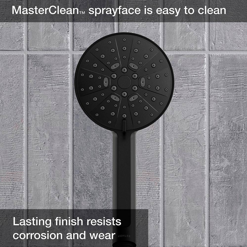 KOHLER Lively 4-Spray Patterns 4. 3125 in. Wall Mount Handheld Shower Head with Hose in Matte Black REC26822-G-BL