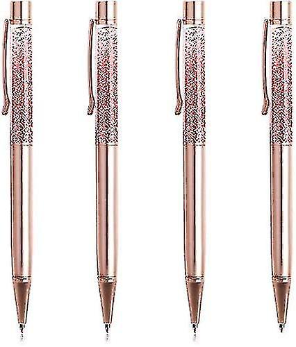 Ballpoint Pens， 4 Pcs Rose Gold Metal Pen Refills Bling Dynamic Liquid Sand Pen Black Ink For Office Supplies Botao