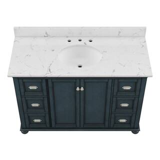 Home Decorators Collection Lamport 49 in. x 22 in. Bath Vanity in Harbor Blue with Engineered Stone Vanity Top in Artisan White with White Sink LMBVT4922D