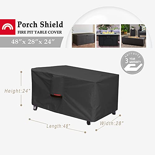 Porch Shield Patio Fire Pit Cover - Waterproof 600D Outdoor Rectangular Fire Table Cover Deck Box Protector - 48 x 28 inch