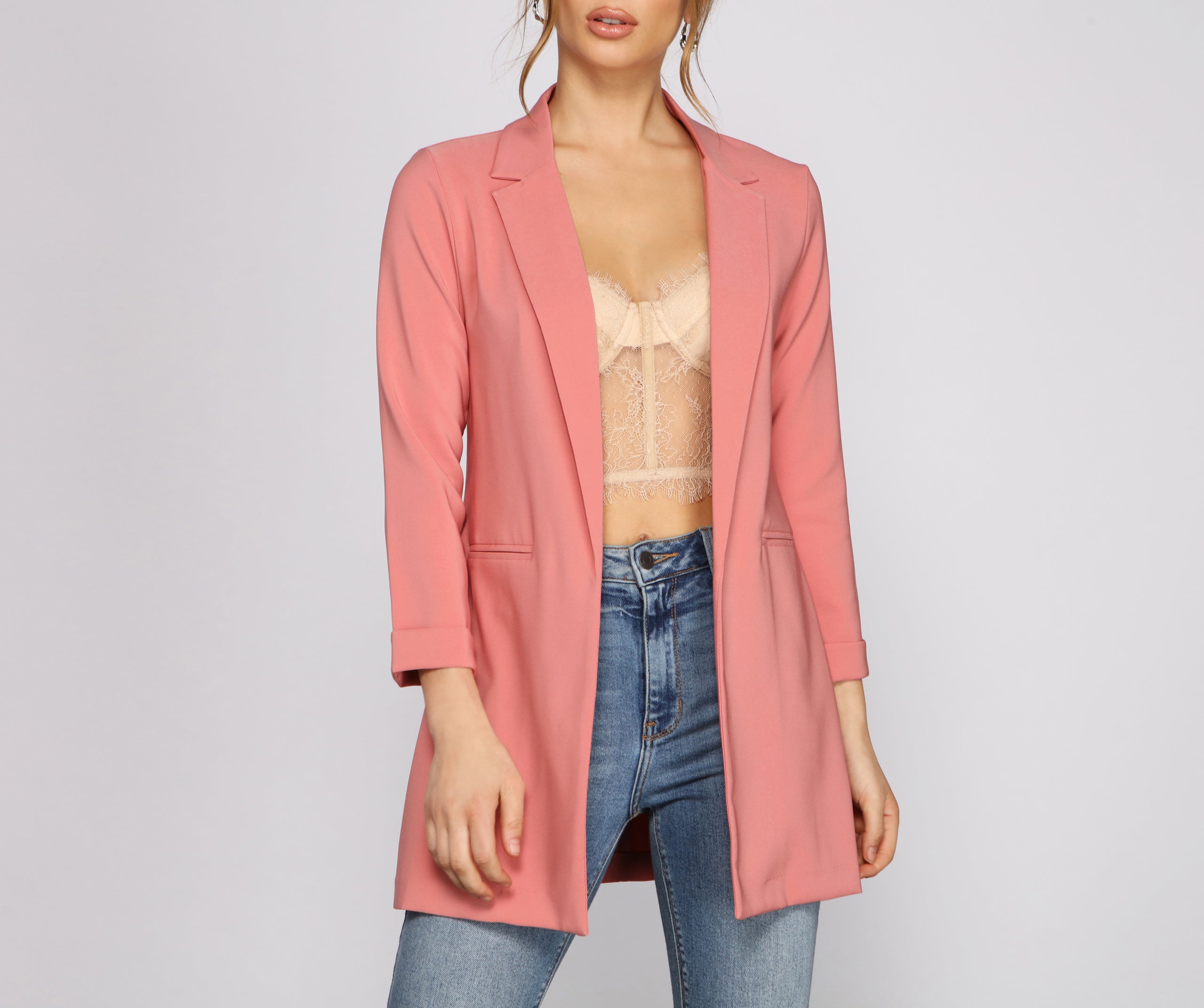 Level Up Cuffed Sleeve Boyfriend Blazer