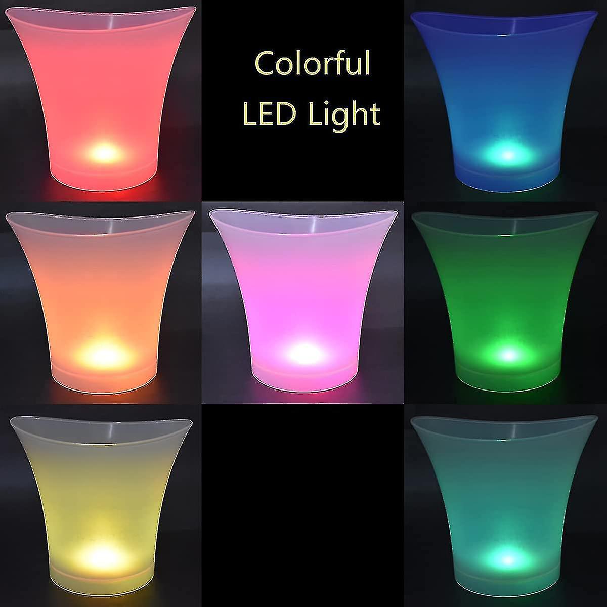 Led Ice Bucket， 5l Large Capacity Bottle Cooler - Champagne Cooler - Wine Cooler - Beverage Cooler - Cooler Led Waterproof With Color Change， For Part