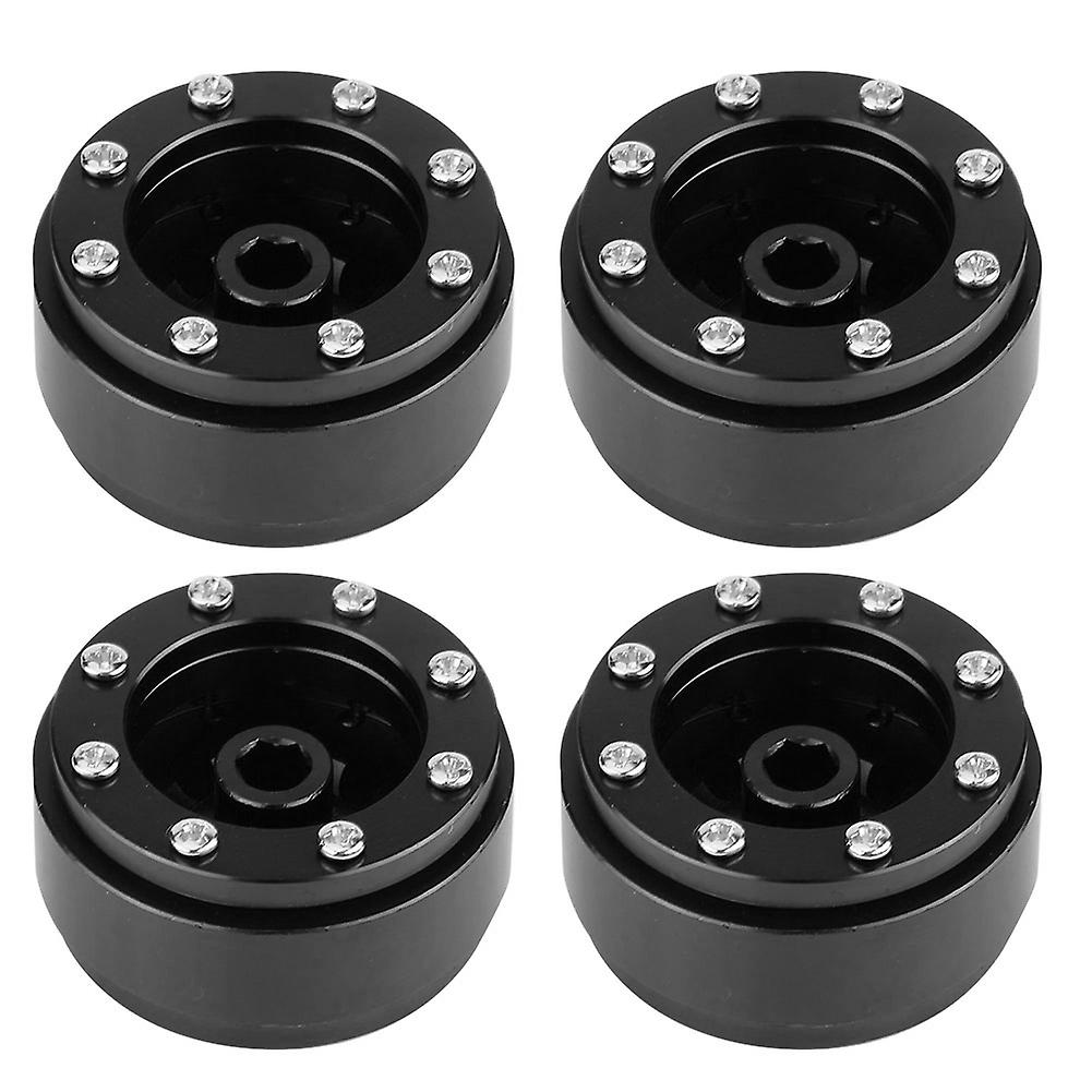 4pcs Rc Car Aluminium Alloy Beadlock Wheel Rim Hubs For Wpl 1/16 Rc Military Truck(black+black)