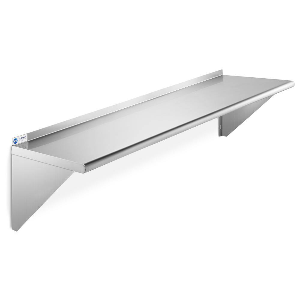 GRIDMANN 12 in. x 60 in. x 18.5 in. Stainless Steel Wall-Mount Garage Wall Shelf with Brackets GR54-1260.