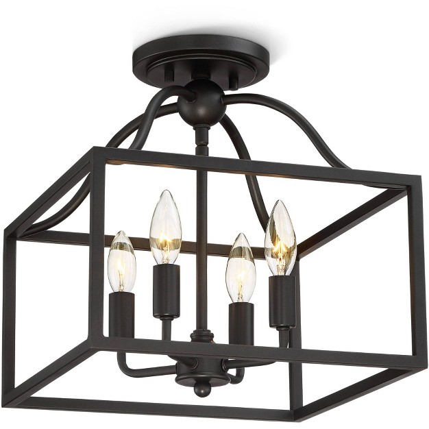 Wide Black 4 light Square Cage For Bedroom Living Room Kitchen