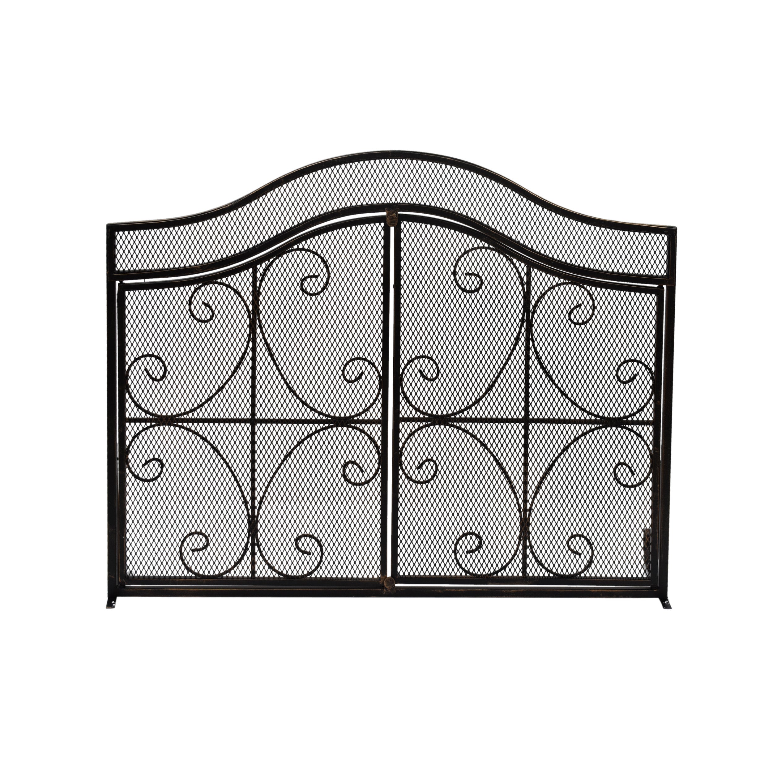 Gary Modern Three Panel Iron Firescreen with Door