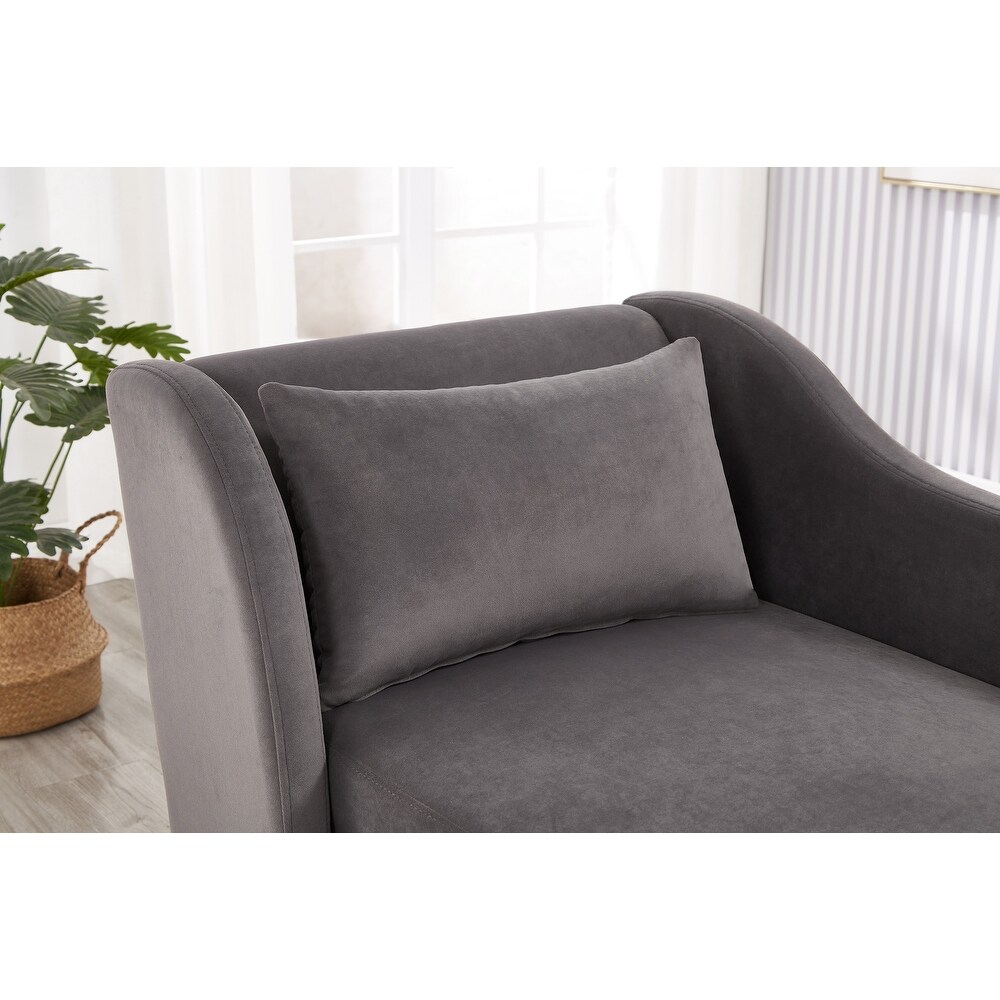 Modern Chaise Lounge Chair Velvet Upholstery