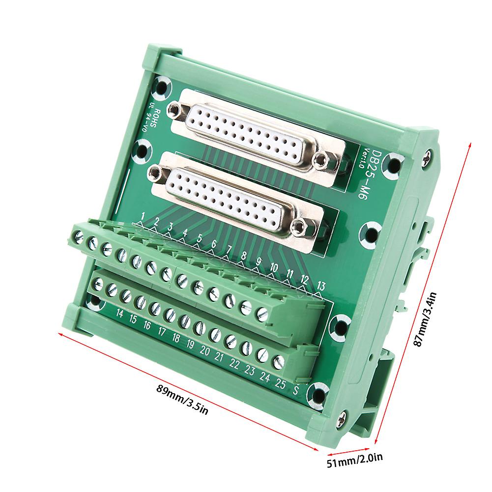 Db25-m6 Double Female Head Din Rail Mount Interface Module Terminal Block Board Connector