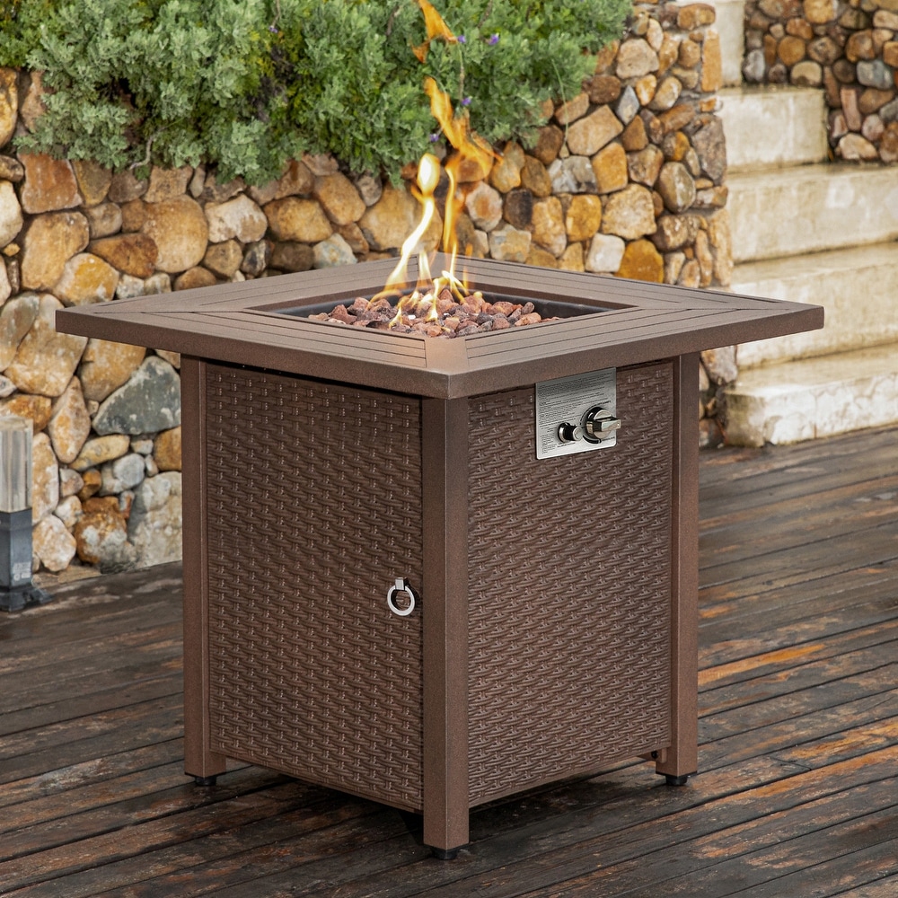 COSIEST 40 000 BTU Outdoor 28 inch Square Metal Fire Table