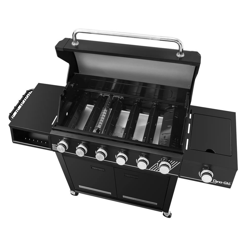 Dyna-Glo DGH563CRN-D 6-Burner Natural Gas Grill in Matte Black with TriVantage Multi-Functional Cooking System