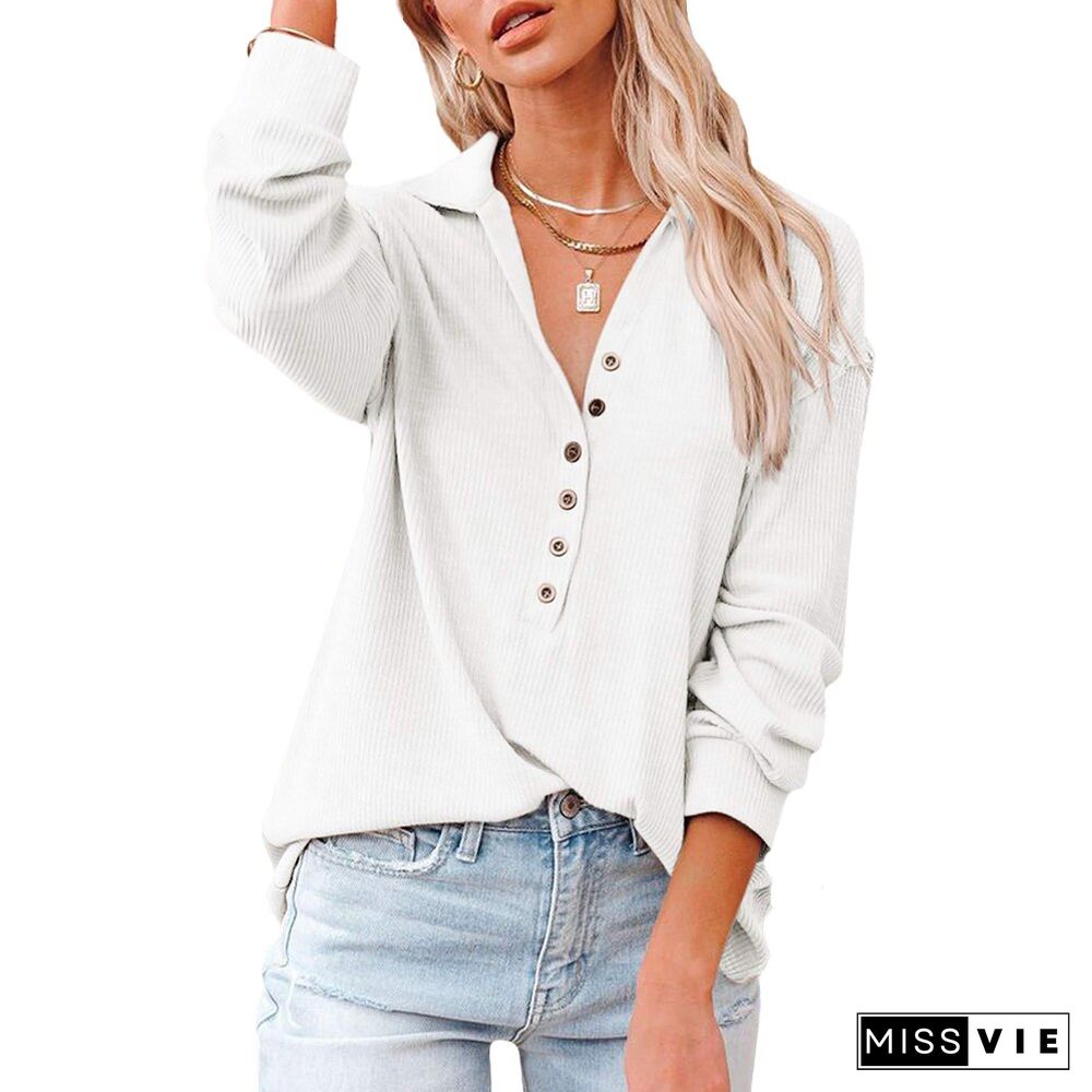 Office Lady Solid Tops Tee Shirts Women T-Shirt Spring Casual Lapel Neck Loose T Shirt Long Sleeve Female Soft Tops D30