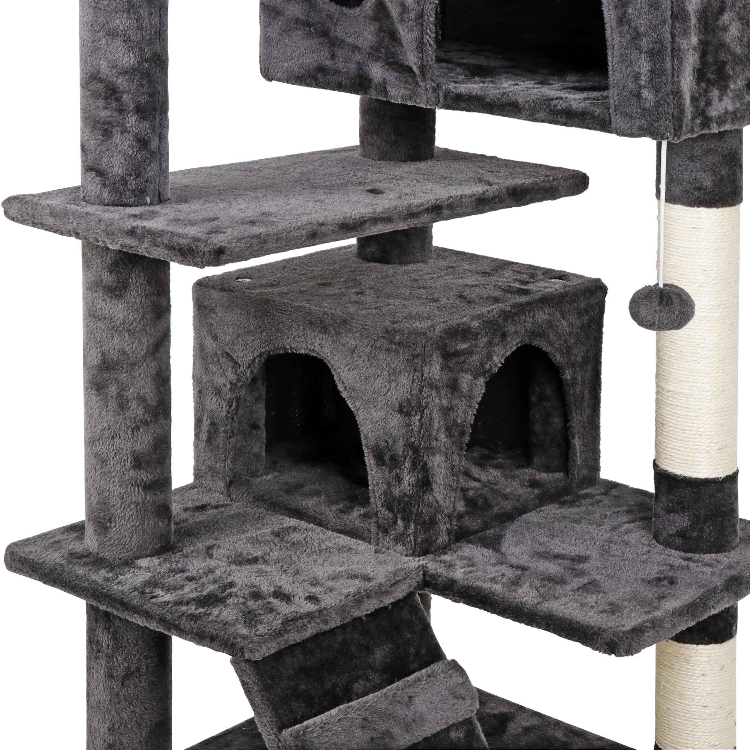 ZENY 53" Cat Tree Multi-Levels Condos Scratching Post Tower Play House, Dark Gray