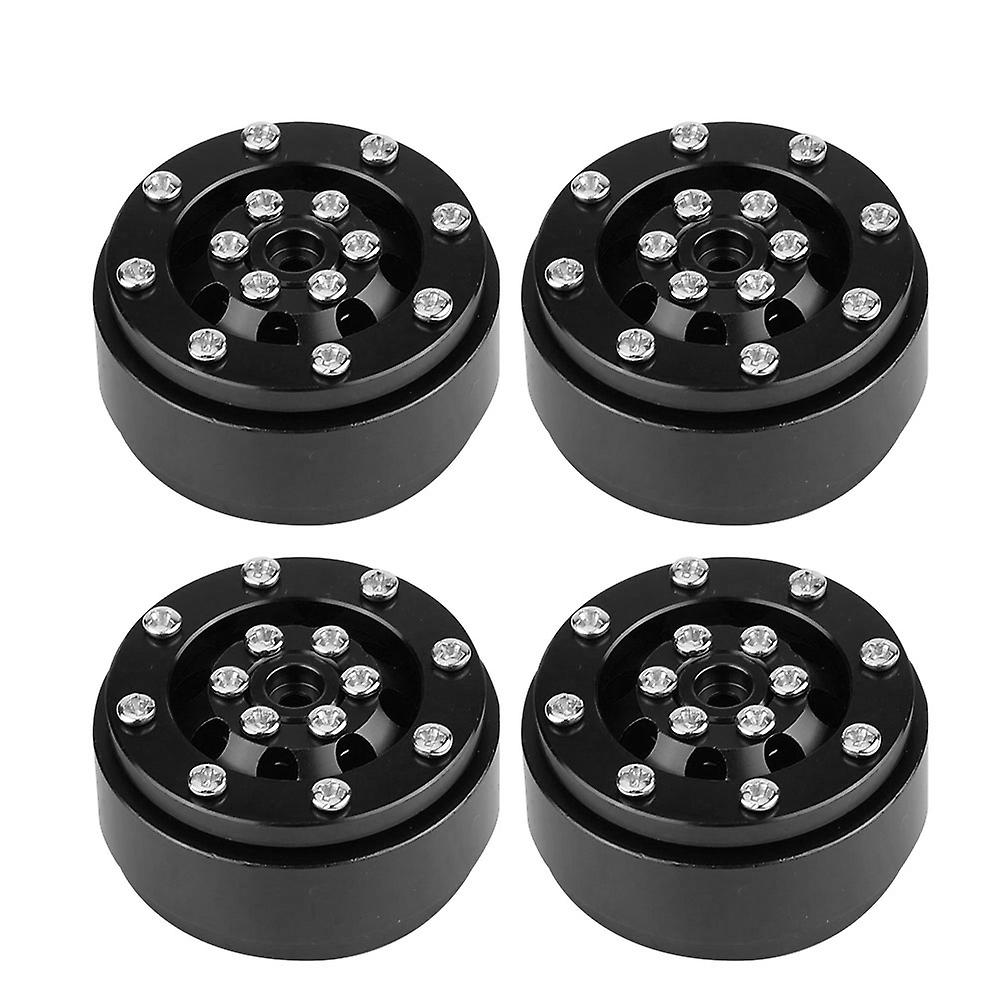 4pcs Rc Car Aluminium Alloy Beadlock Wheel Rim Hubs For Wpl 1/16 Rc Military Truck(black+black)