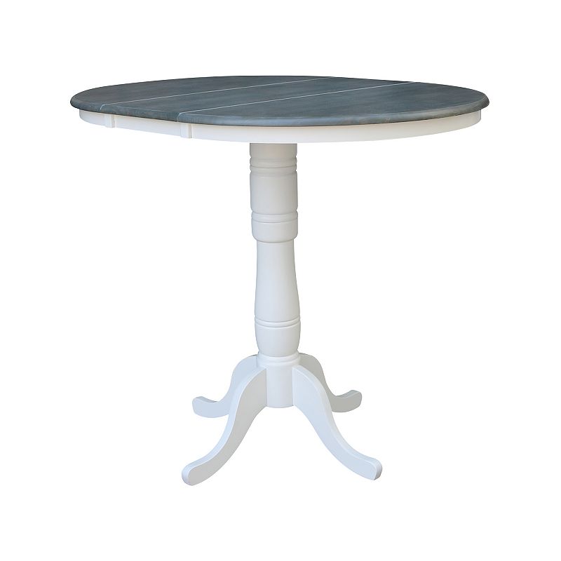 International Concepts Round Drop-Leaf Pedestal Bar Table