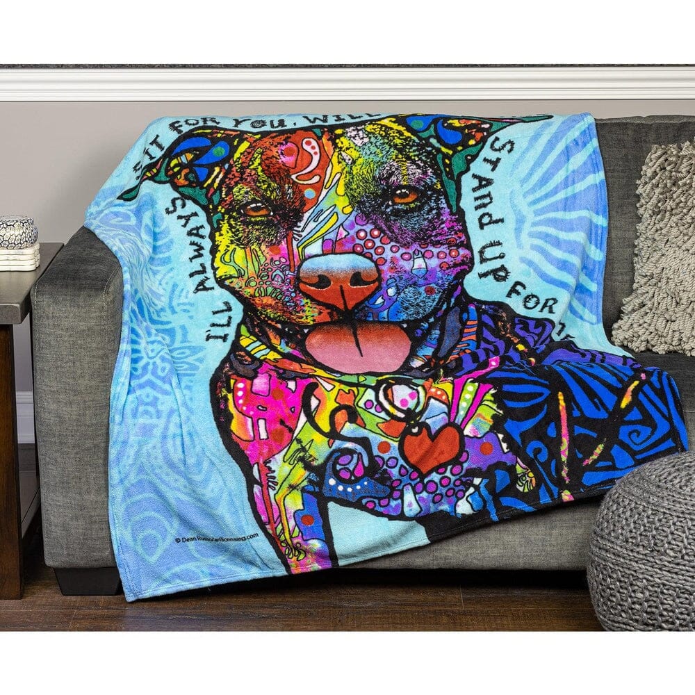 Stand Up for Me Pit Bull Super Soft Plush Fleece Throw Blanket by Dean Russo