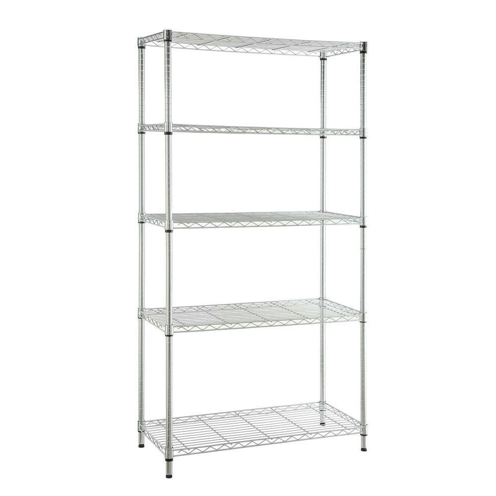 HDX 5-Tier Steel Wire Shelving Unit in Chrome (36 in. W x 72 in. H x 16 in. D) 21656CPS