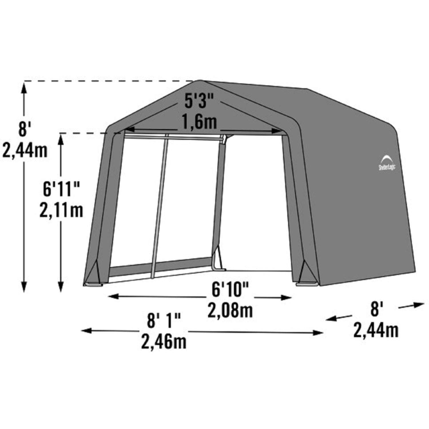 ShelterLogic Shed-in-a-Box 8 ft. x 8 ft. Polyester Horizontal Peak Storage Shed without Floor Kit