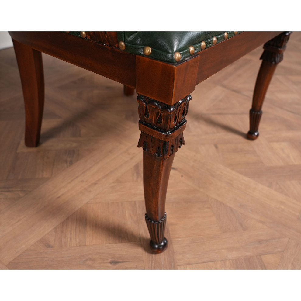 NDRAC059GRN Green Leather Arm Chair   Traditional   Dining Chairs   by Niagara Furniture  Houzz