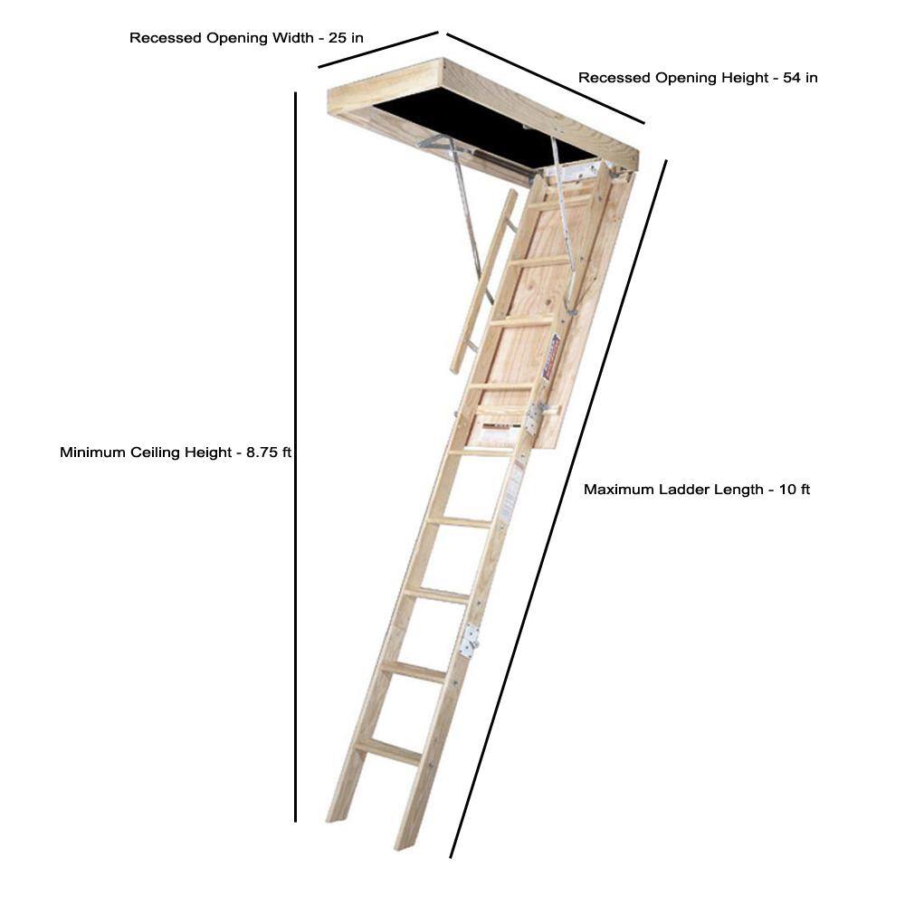 Werner 10 ft. 25 in. x 54 in. Wood Attic Ladder with 250 lb. Maximum Load Capacity W2510