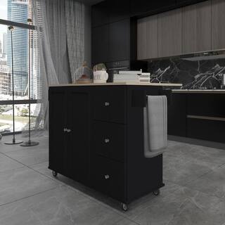 wetiny Black Kitchen Island WF0107287035AAB