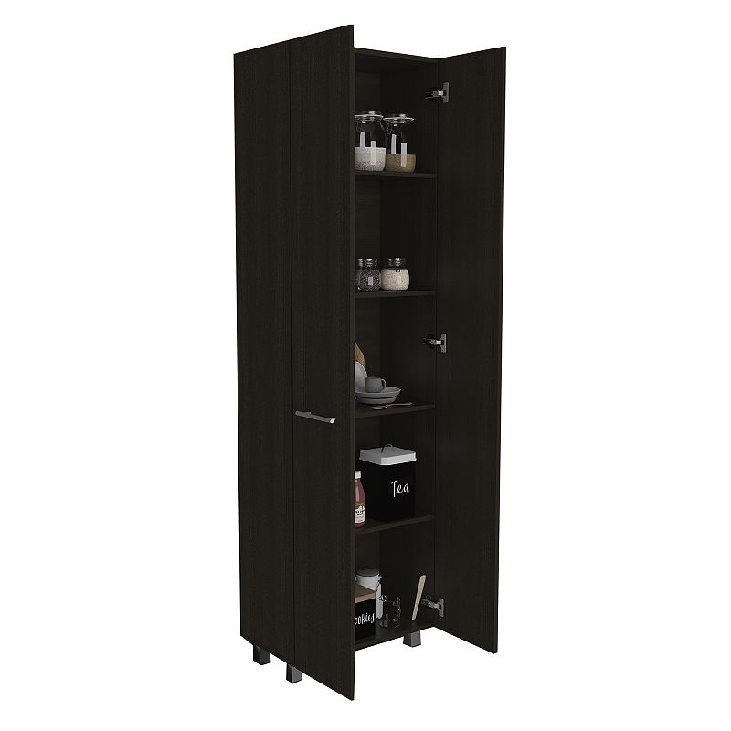 DEPOT E-SHOP Collins Pantry Cabinet， Five Interior Shelves， Black