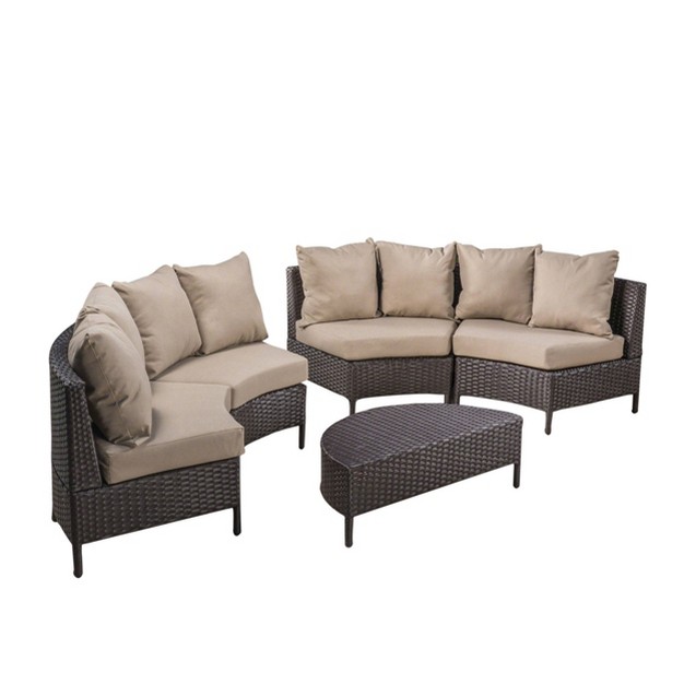 Newton 5pc Wicker Patio Lounge Set Brown Christopher Knight Home