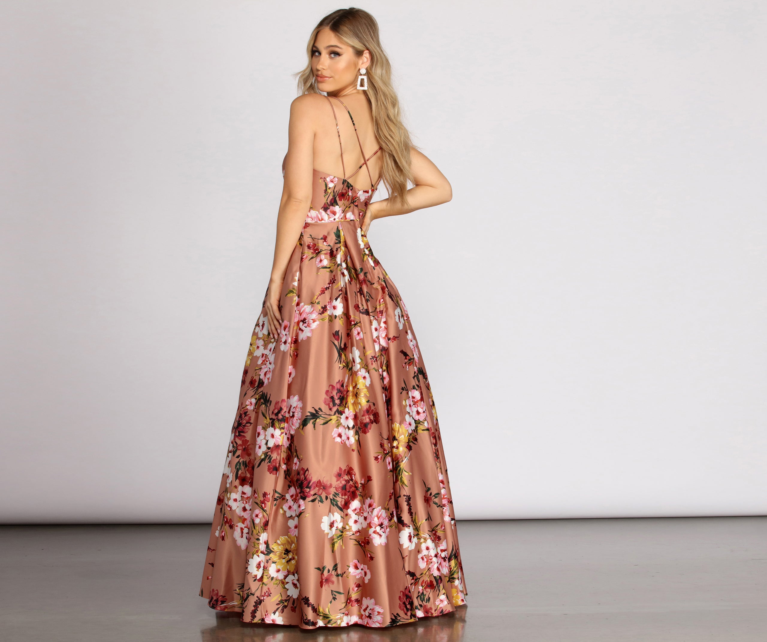 Magdalena Satin Floral Gown