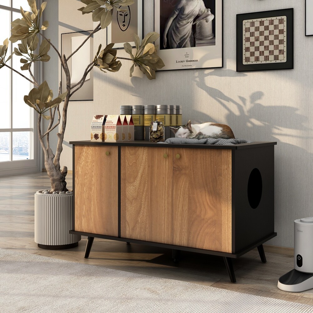 3 Doors Storage Bench Side Table