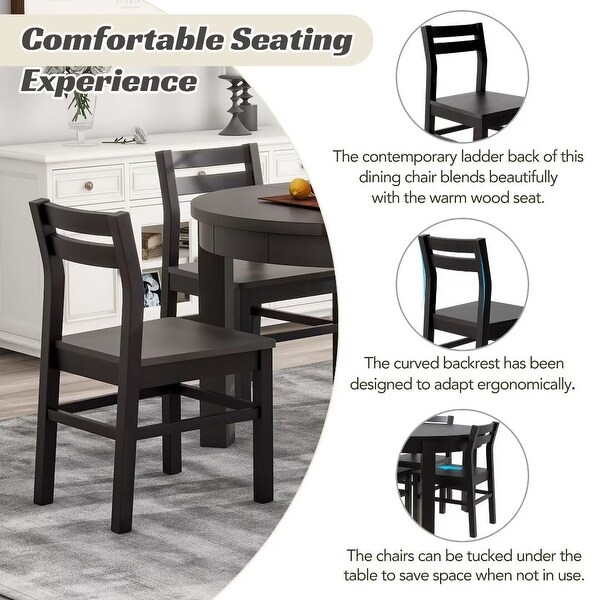 Extendable Round Dining Table Set with Storage Drawers and 4 Chairs