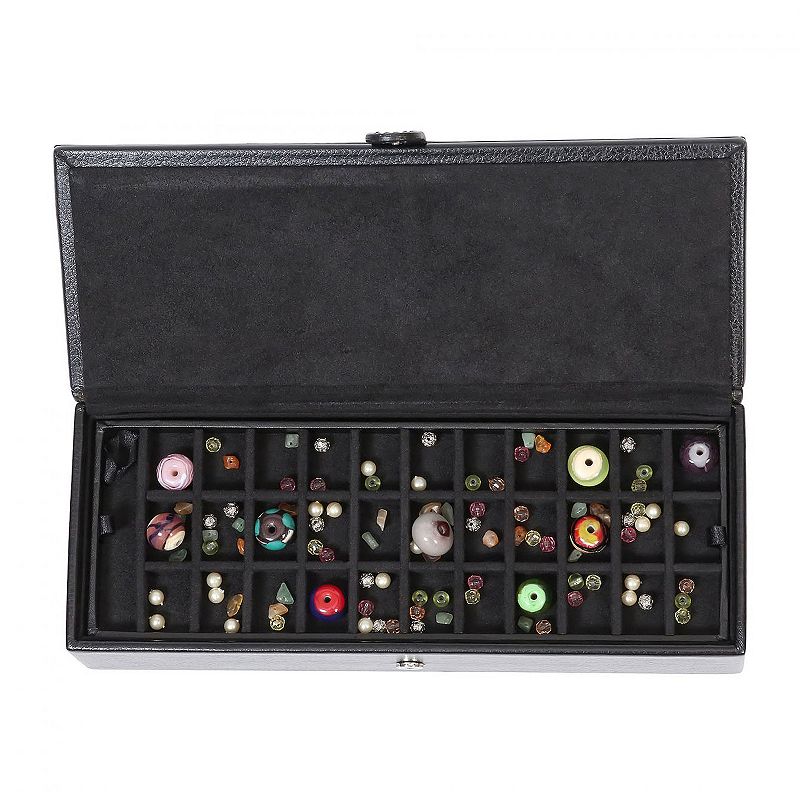 Mele and Co. Since 1912 Ainsley Snap Closure Travel Jewelry Box Organizer - Rectangle Black