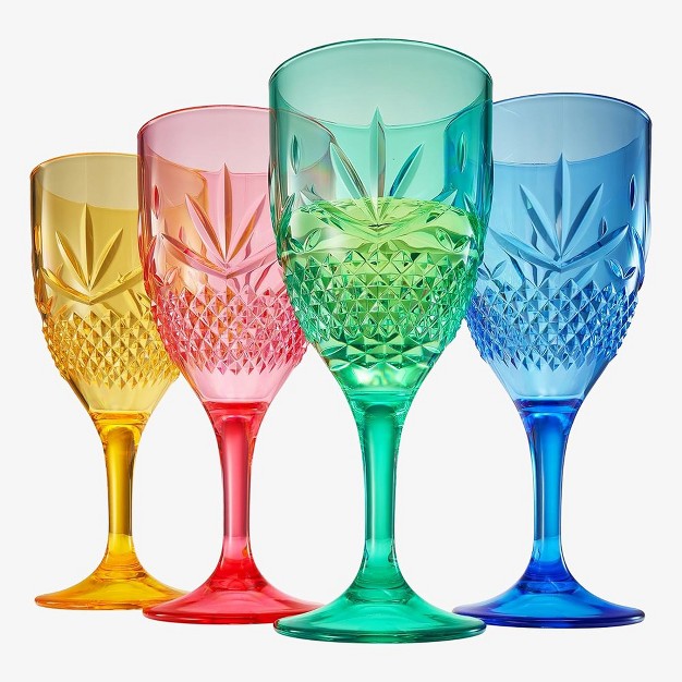 Khen x27 s Shatterproof Vibrant Colored Wine Glasses Luxurious amp Stylish Unique Home Bar Addition 4 Pk