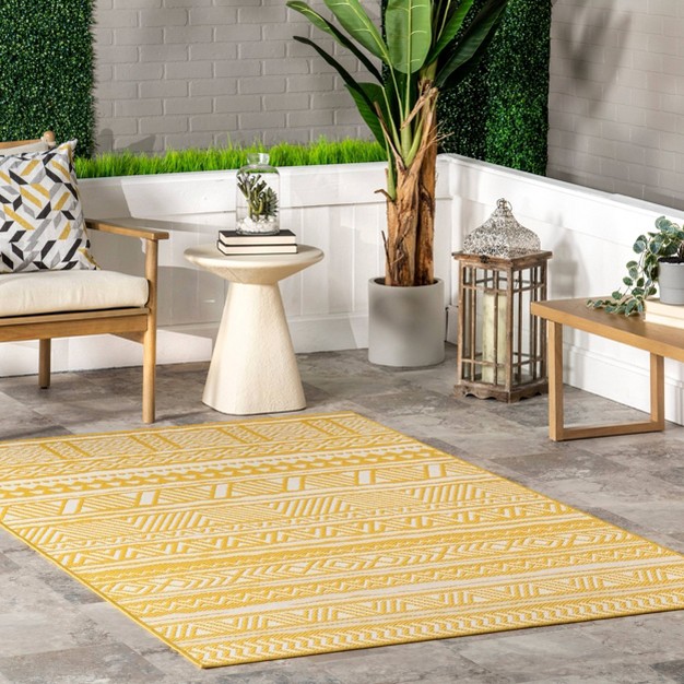 Nuloom Abbey Tribal Striped Indoor outdoor Area Rug Yellow