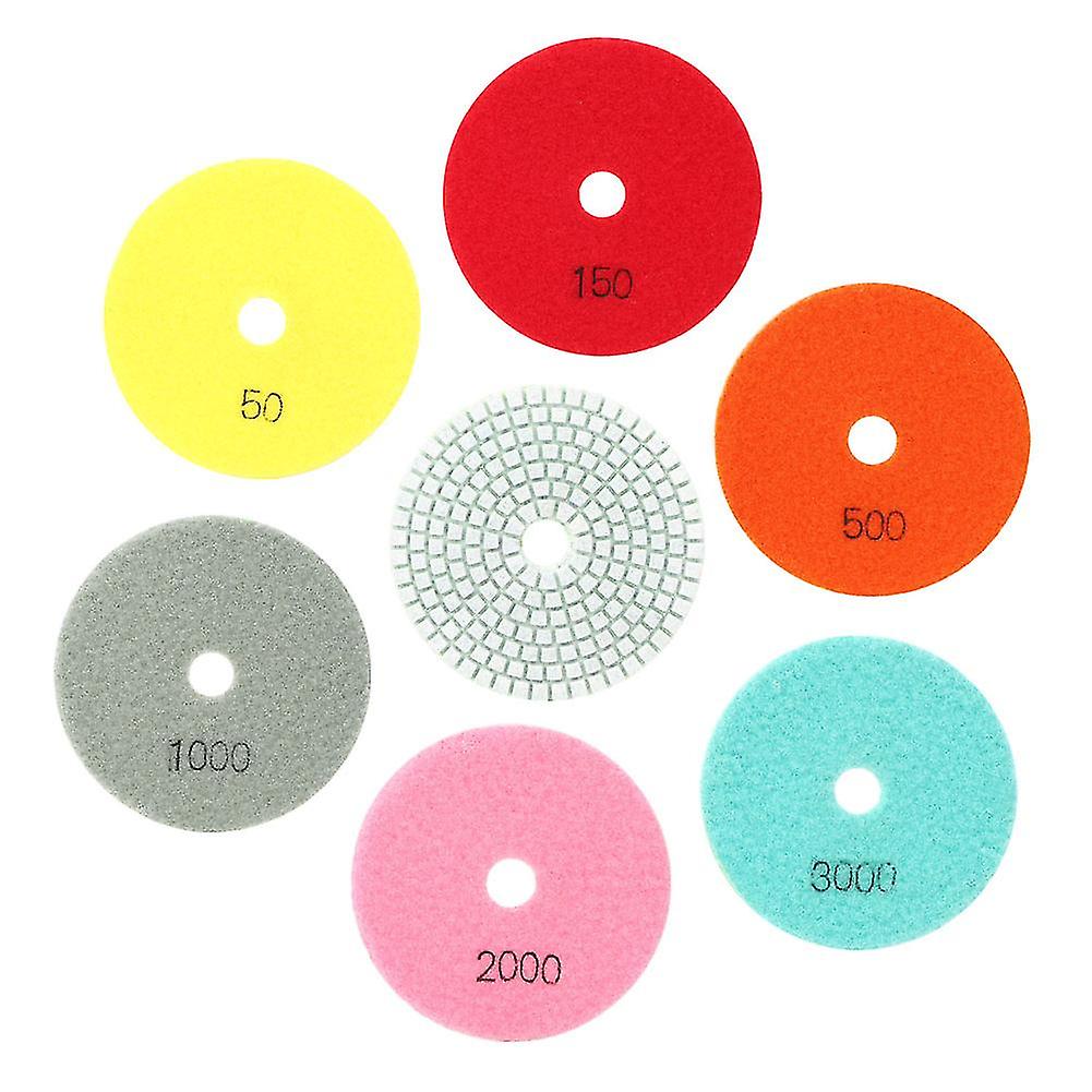 7Pcs Marble Resin Polishing Pad Soft Grinding Disc for Stone Ceramics Glass 100mm Diameter