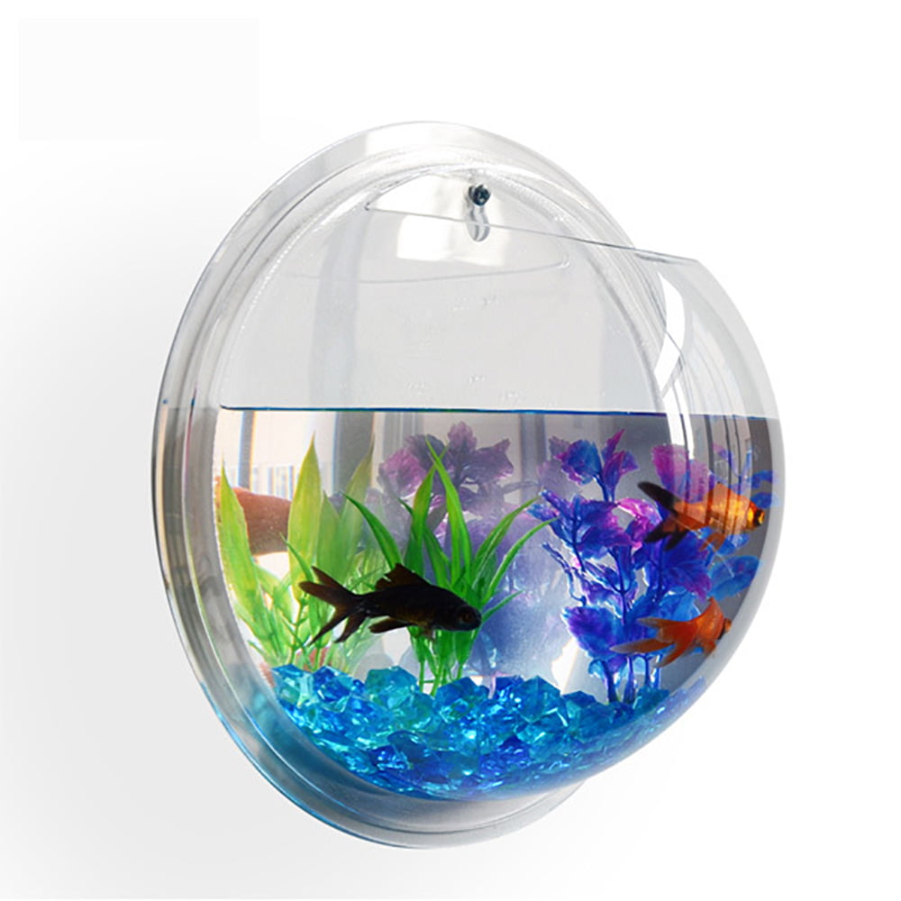 Modern Home Fish Bubble Aquarium - Deluxe Acrylic Wall Mounted Fish Tank w/Bonuses