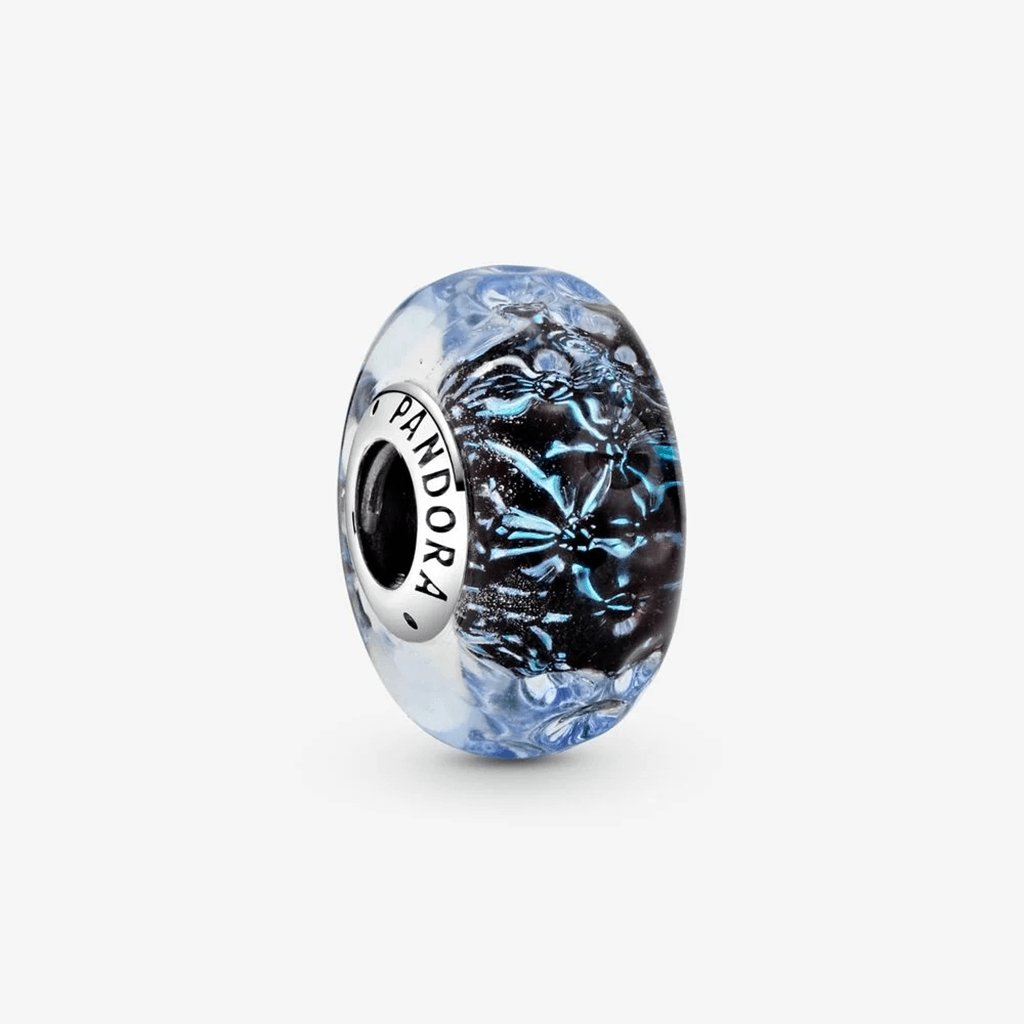 PANDORA  Wavy Dark Blue Murano Glass Ocean Charm