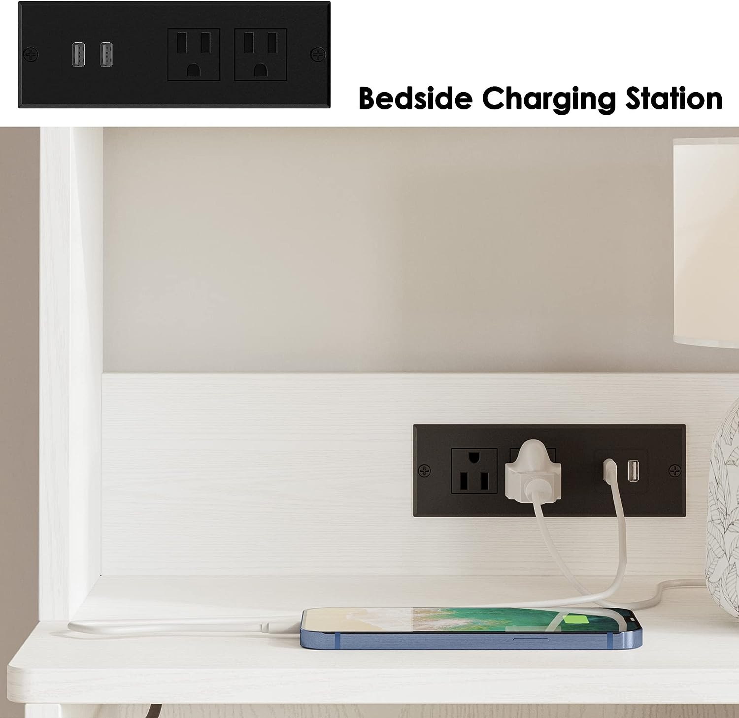 Nightstand with Charging Station, 55