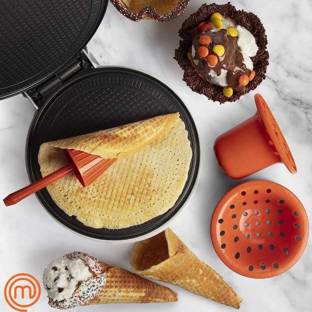 Masterchef Waffle Cone And Bowl Maker Includes Shaper Roller And Bowl Press Homemade Ice Cream Cone Baking Iron Machine