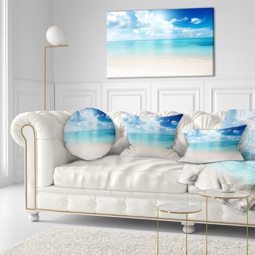 Sand of Beach in Blue Caribbean Sea   Modern Seascape Canvas Artwork Print