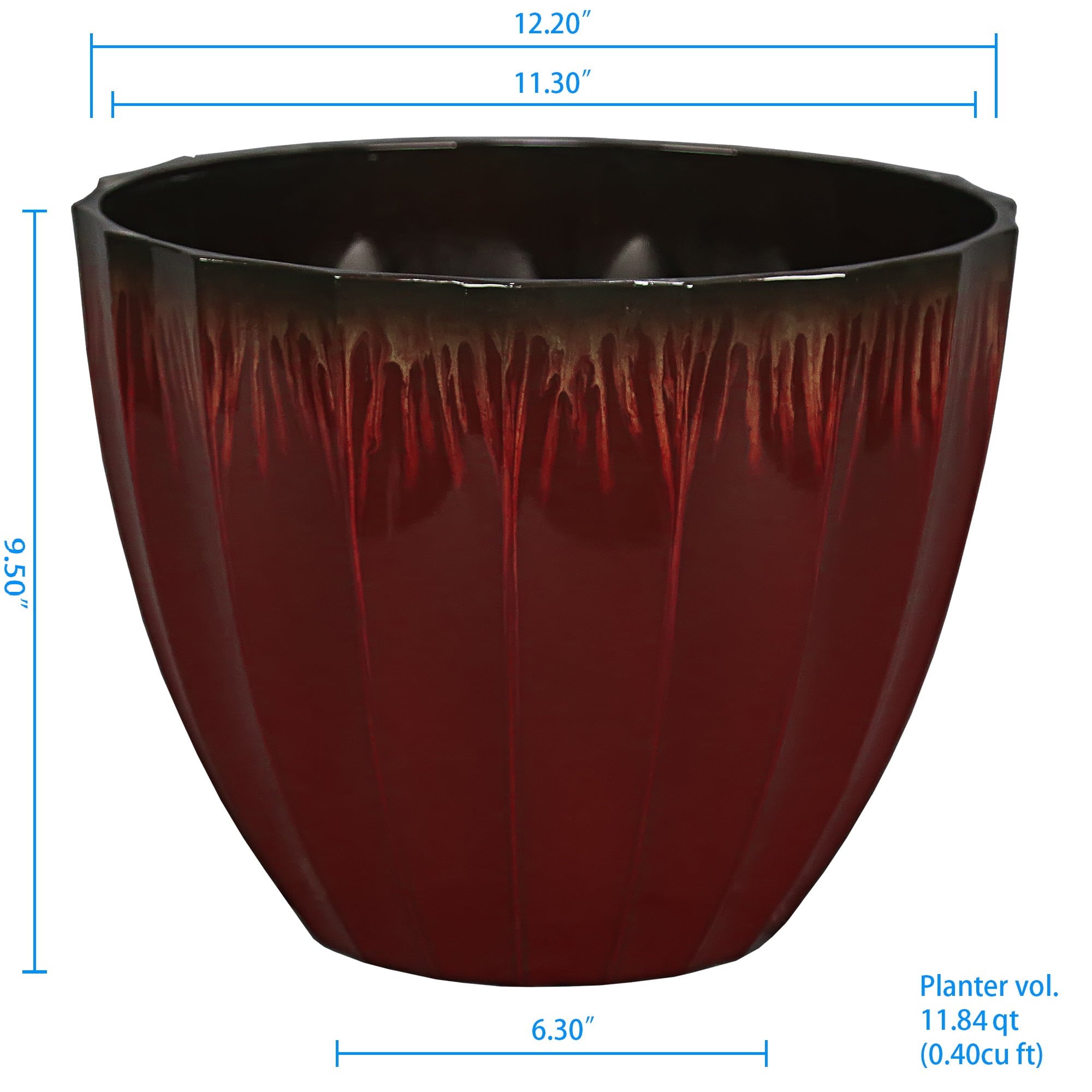 Better Homes & Gardens Andora Red Color Resin Planter, 12.2in x 12.2in x 9.5in