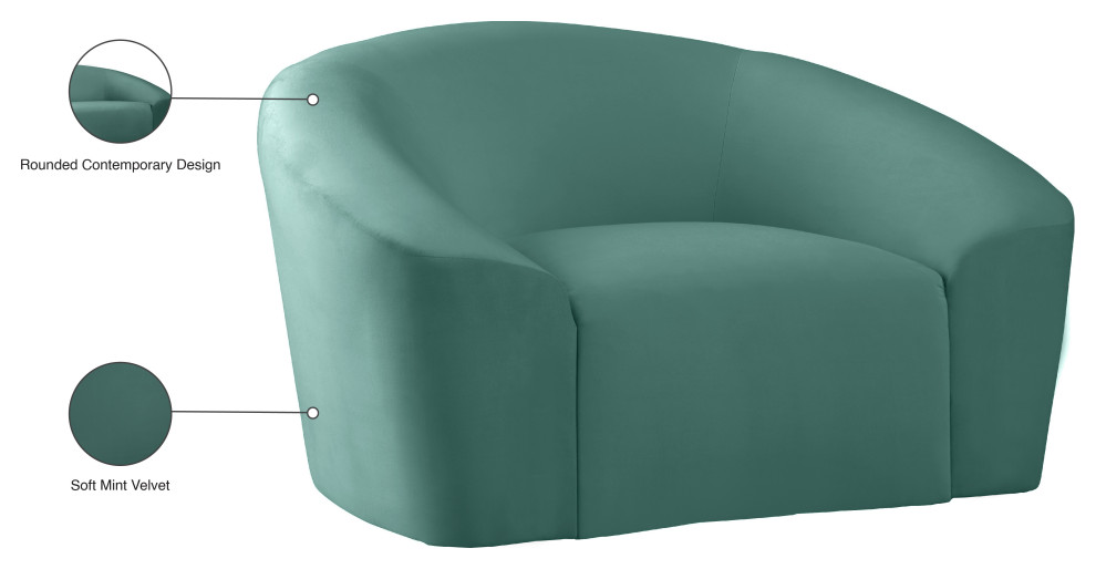 Riley Velvet Rounded Chair   Contemporary   Armchairs And Accent Chairs   by Meridian Furniture  Houzz