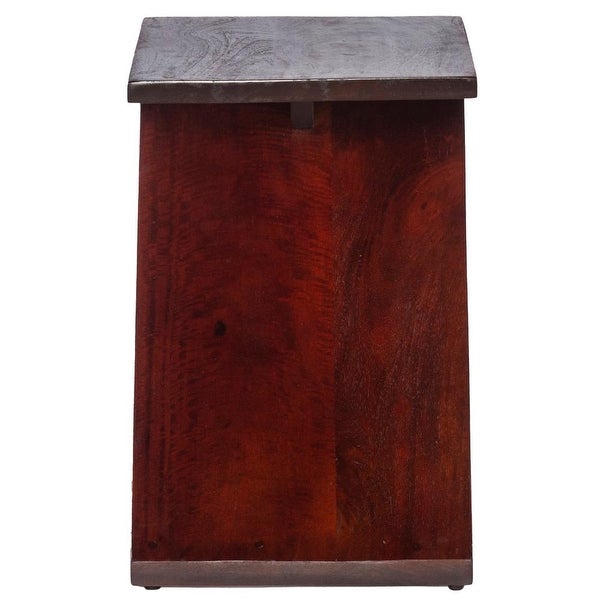 Mango Wood Side Table with Z Shaped Design， Dark Oak Brown - 21 L X 16 W X 24 H