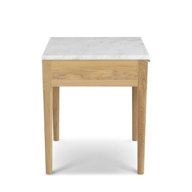 Square Italian Carrara White Marble Side Table