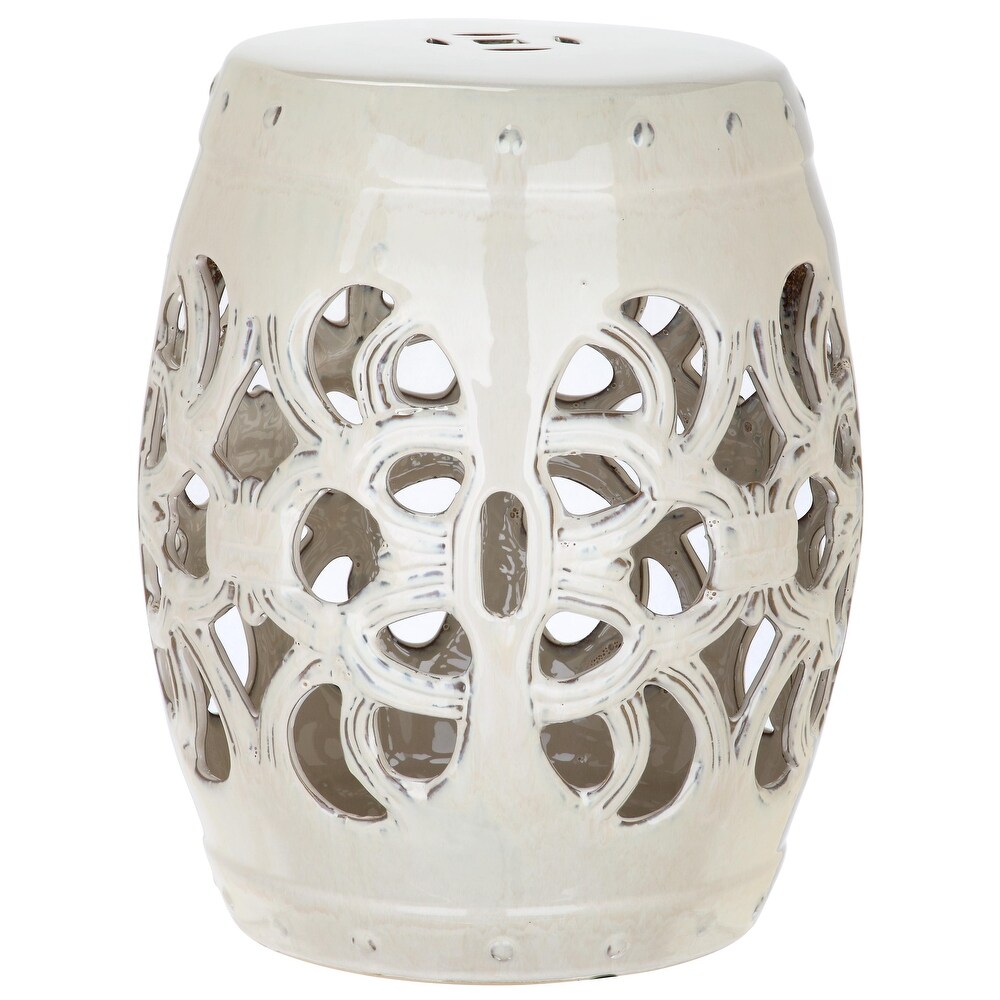 SAFAVIEH Imperial Vine Cream Ceramic Decorative Garden Stool