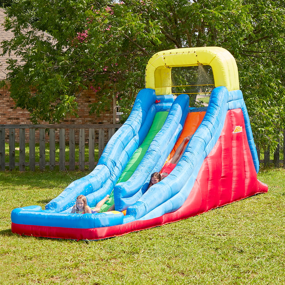 Banzai Double Drop Raceway Inflatable 2 Lane Racing Water Slide and Splash Pool