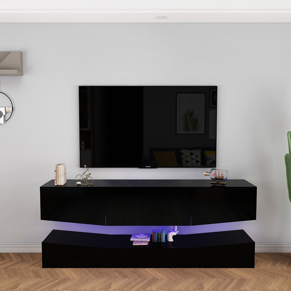 Modern Entertainment Center TV Stand with LED Lights  TV   Media Furniture Console for 55 \