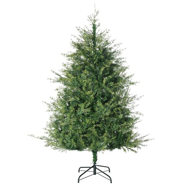 HOMCOM 6ft Tall Artificial Christmas Tree Holiday Décor with 700 Branches，Auto Open，Steel Base，Wide Shape，Green