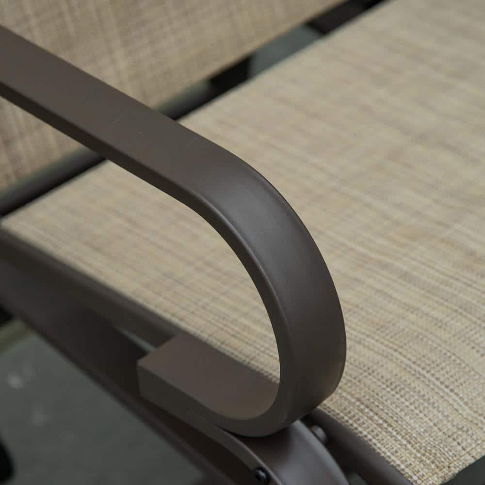 Outsunny Brown Metal Outdoor Glider with Smooth Rocking Arms and Lightweight Construction for Patio Backyard